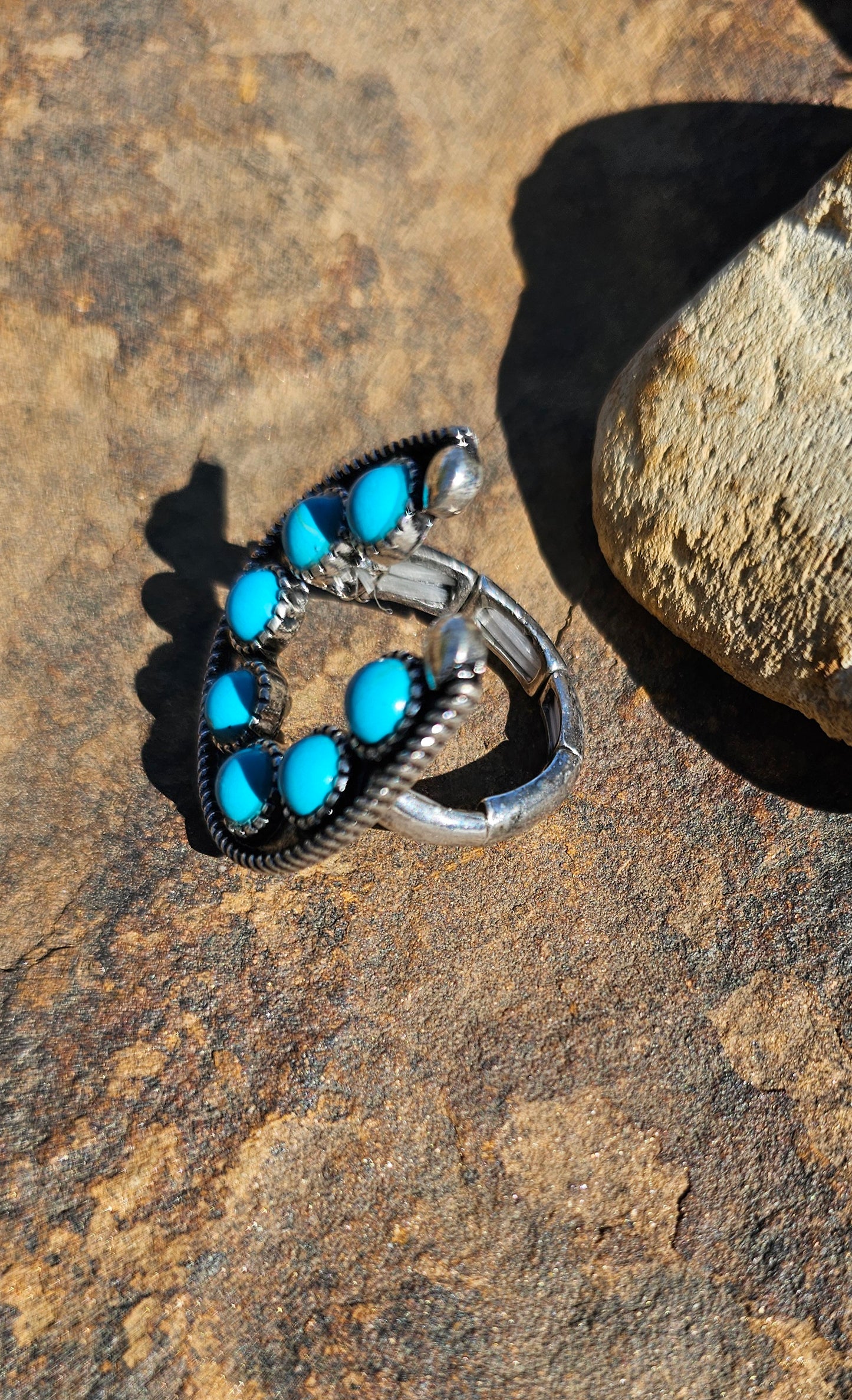 Faux Turquoise Horseshoe Ring