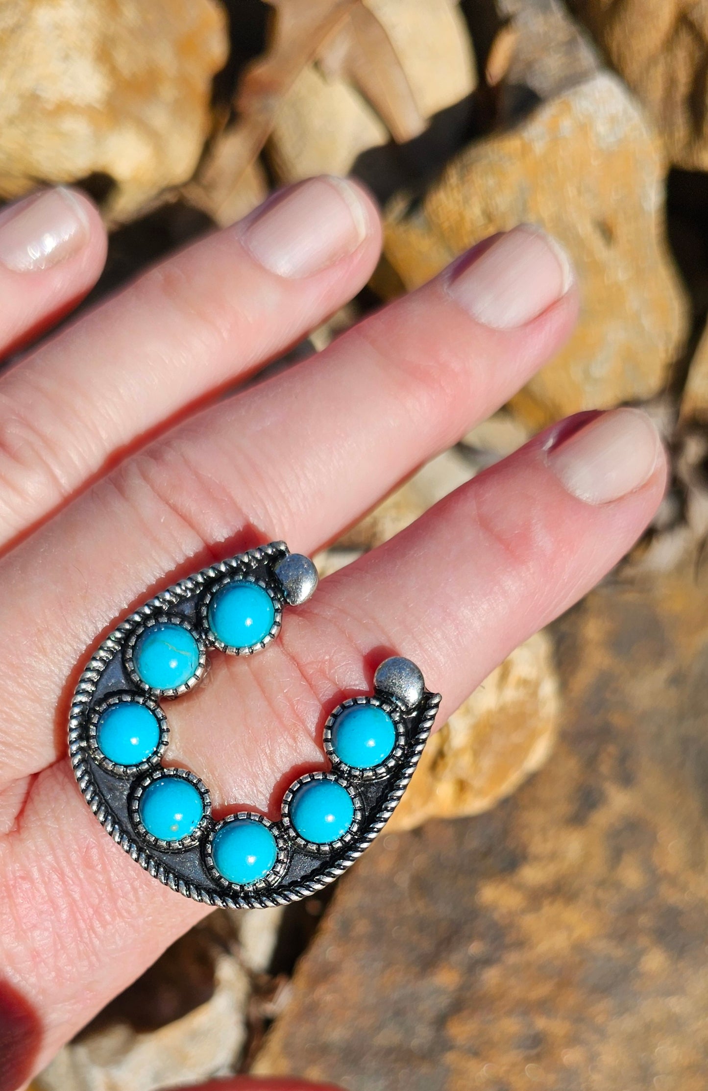 Faux Turquoise Horseshoe Ring