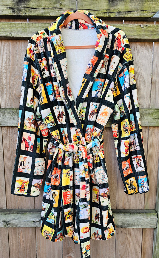 Vintage Cowboy Collage Western Robe