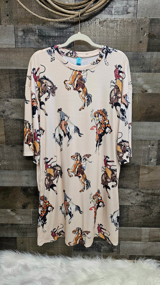 Vintage Cowgirl Oversized Sleep Shirt