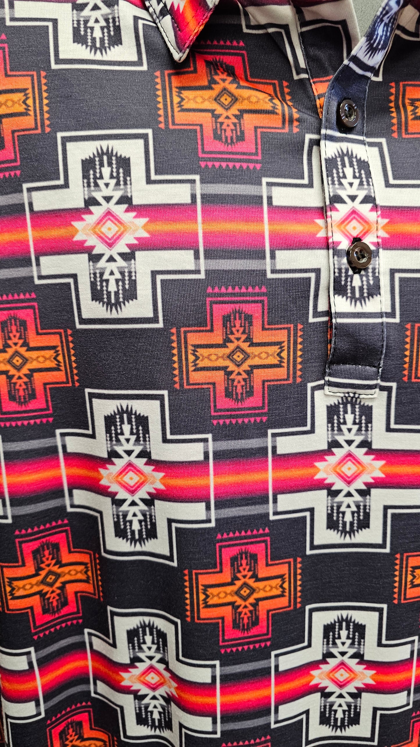 Pink Fire Aztec Men's Polo Style Shirt