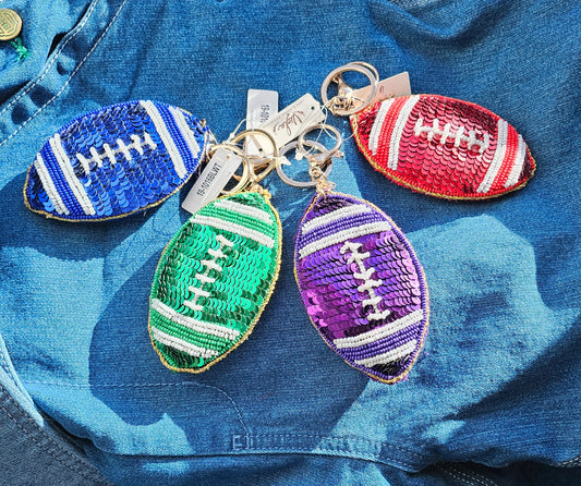 Sequin Football Keychain