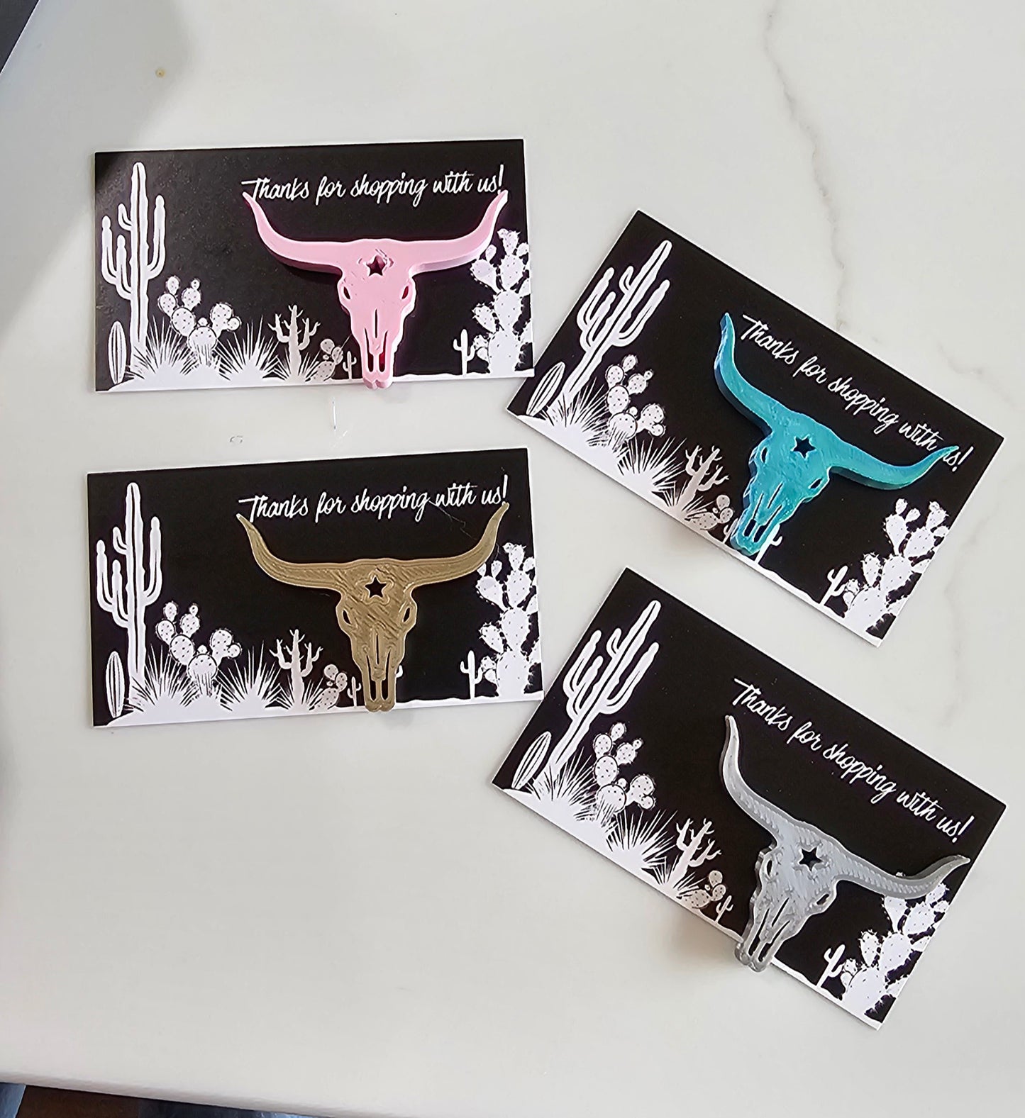 Bag of 25 -Boutique 3d Printed Package Inserts Longhorn Bull Skull Made in America