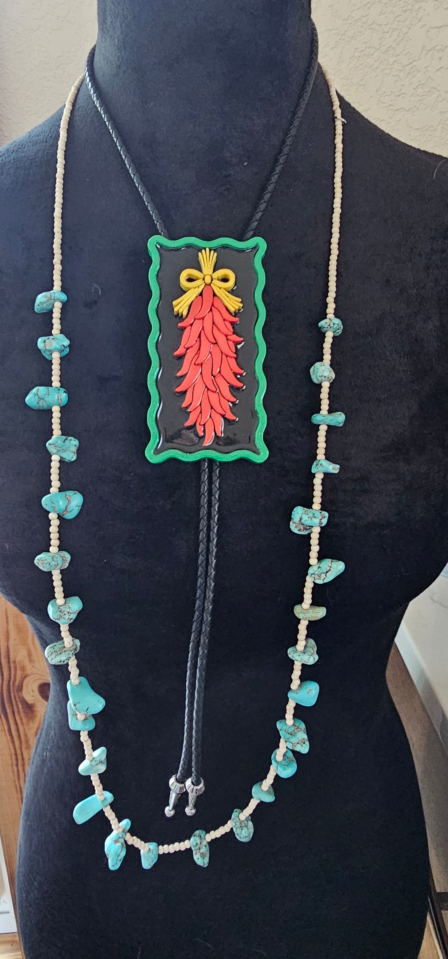 Baha Ranch Santa Fe 3D Red Chili Ristra Bolo Tie Necklace