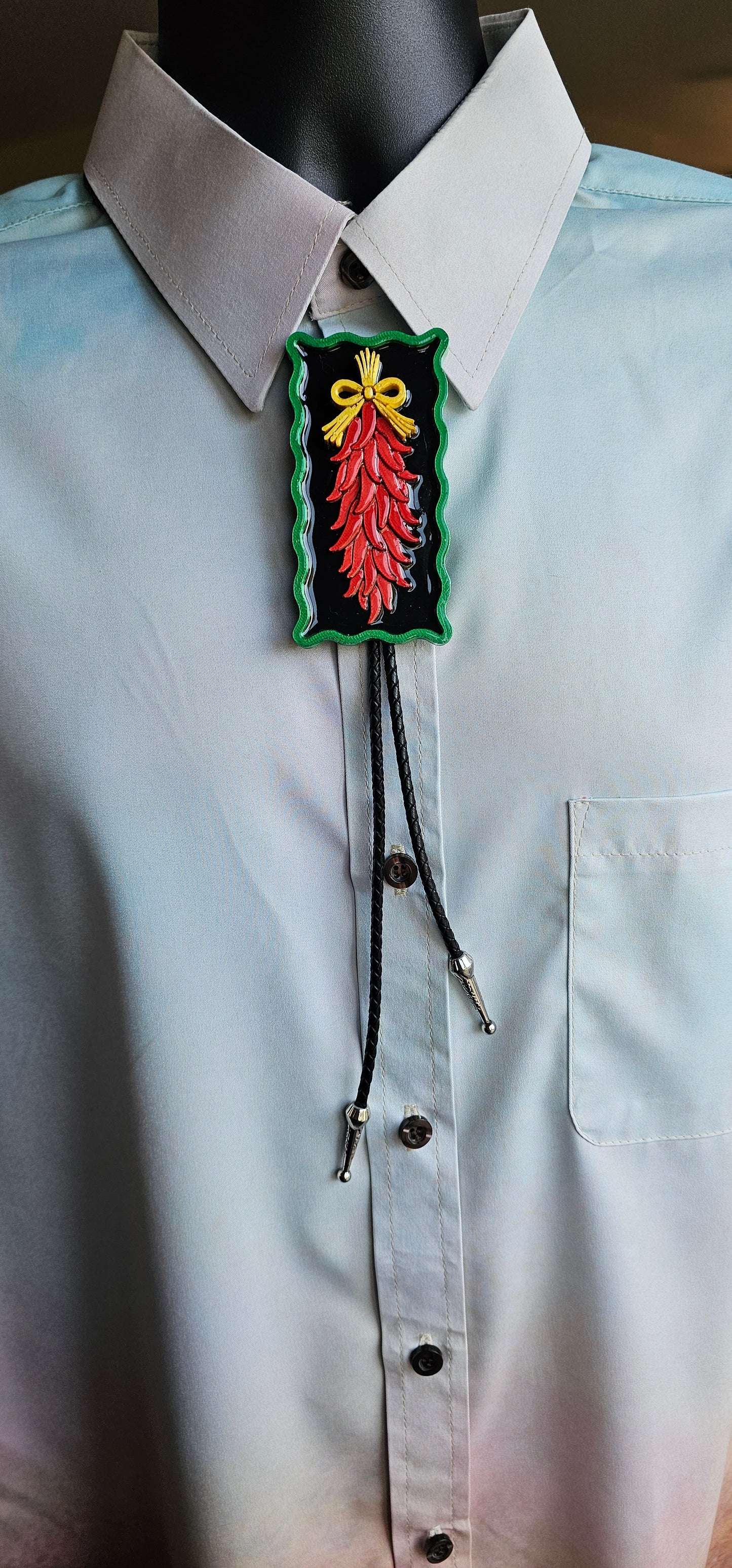 Baha Ranch Santa Fe 3D Red Chili Ristra Bolo Tie Necklace