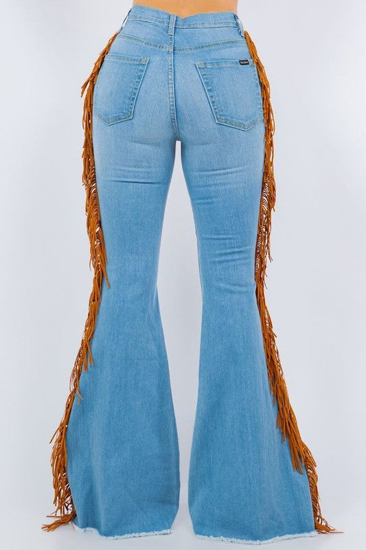 Fringe Bell Bottom Jean in Light Denim 34" inseam Made in America