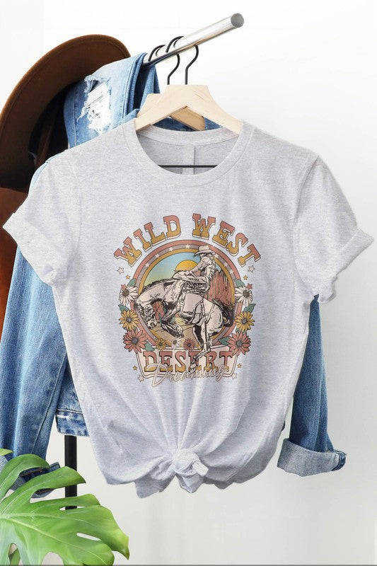 Wild West Cowboy Flowers Western Graphic Tee choice of colors