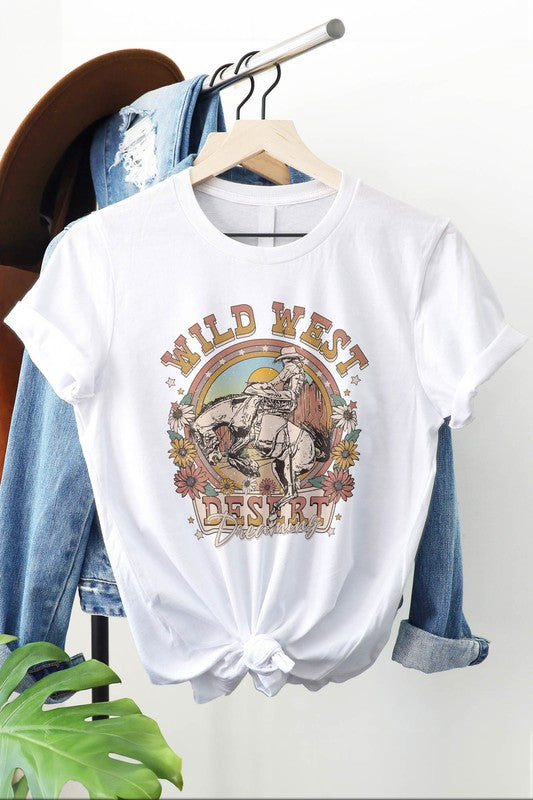 Wild West Cowboy Flowers Western Graphic Tee choice of colors