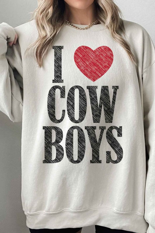 I Love Cowboys Oversized Sweatshirt choice of colors