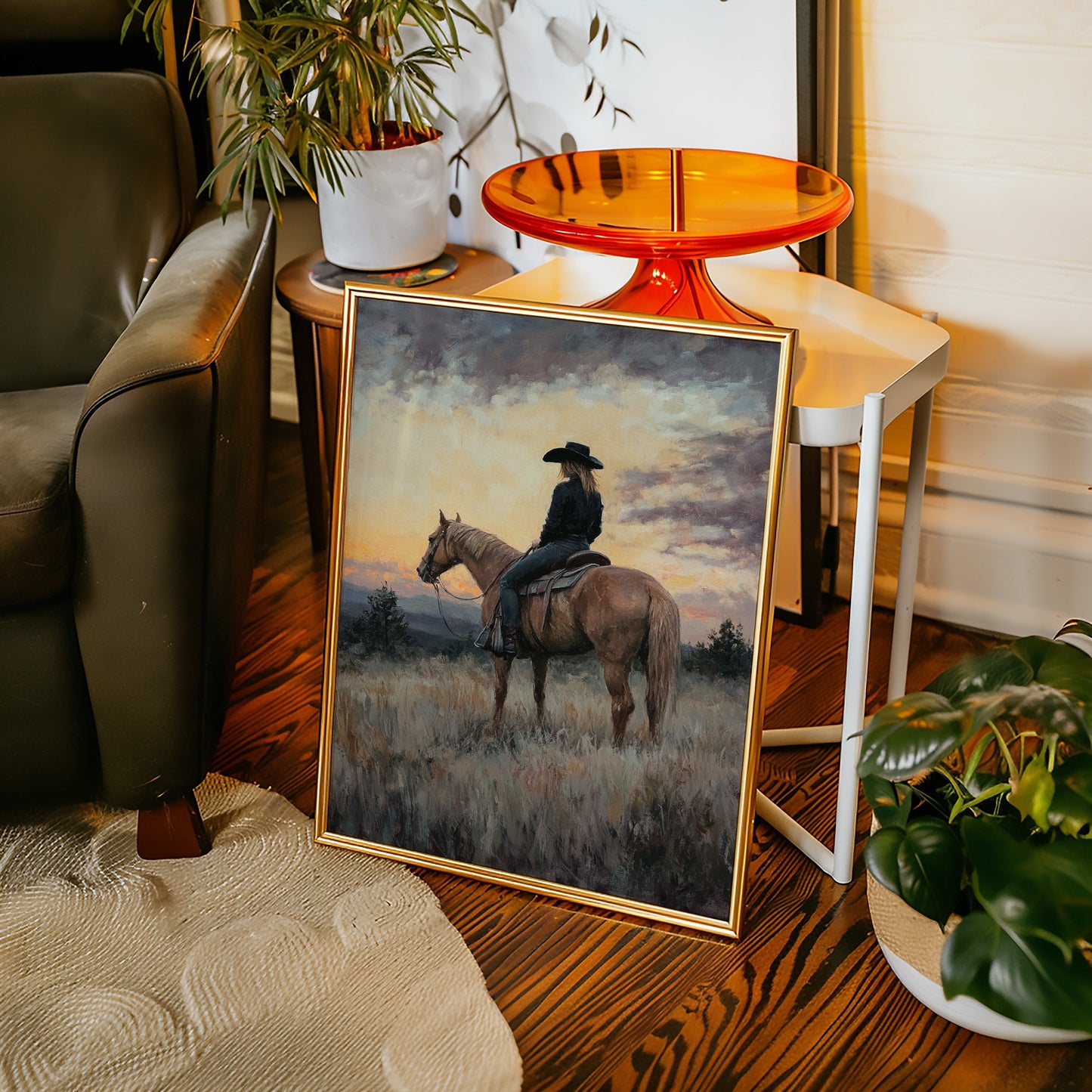 Evening Watch – Cowgirl and Horse at Sunset