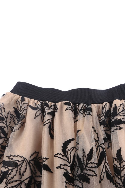 High waisted outlet embroidered maxi skirt