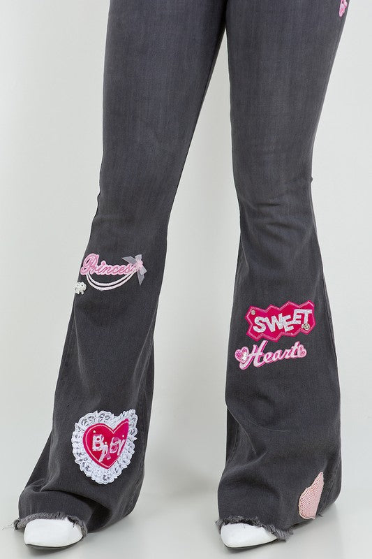 Sweetheart Bell Bottom Jean in Grey 34" inseam Made in America