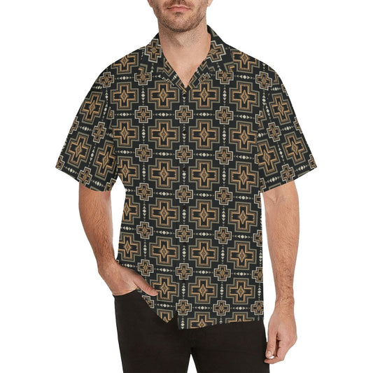 Black Tan Aztec Men's Camp Shirt