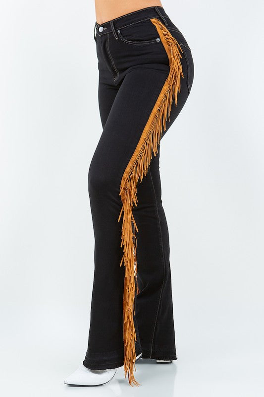 Fringe Boot Cut Jean In Black 34" inseam