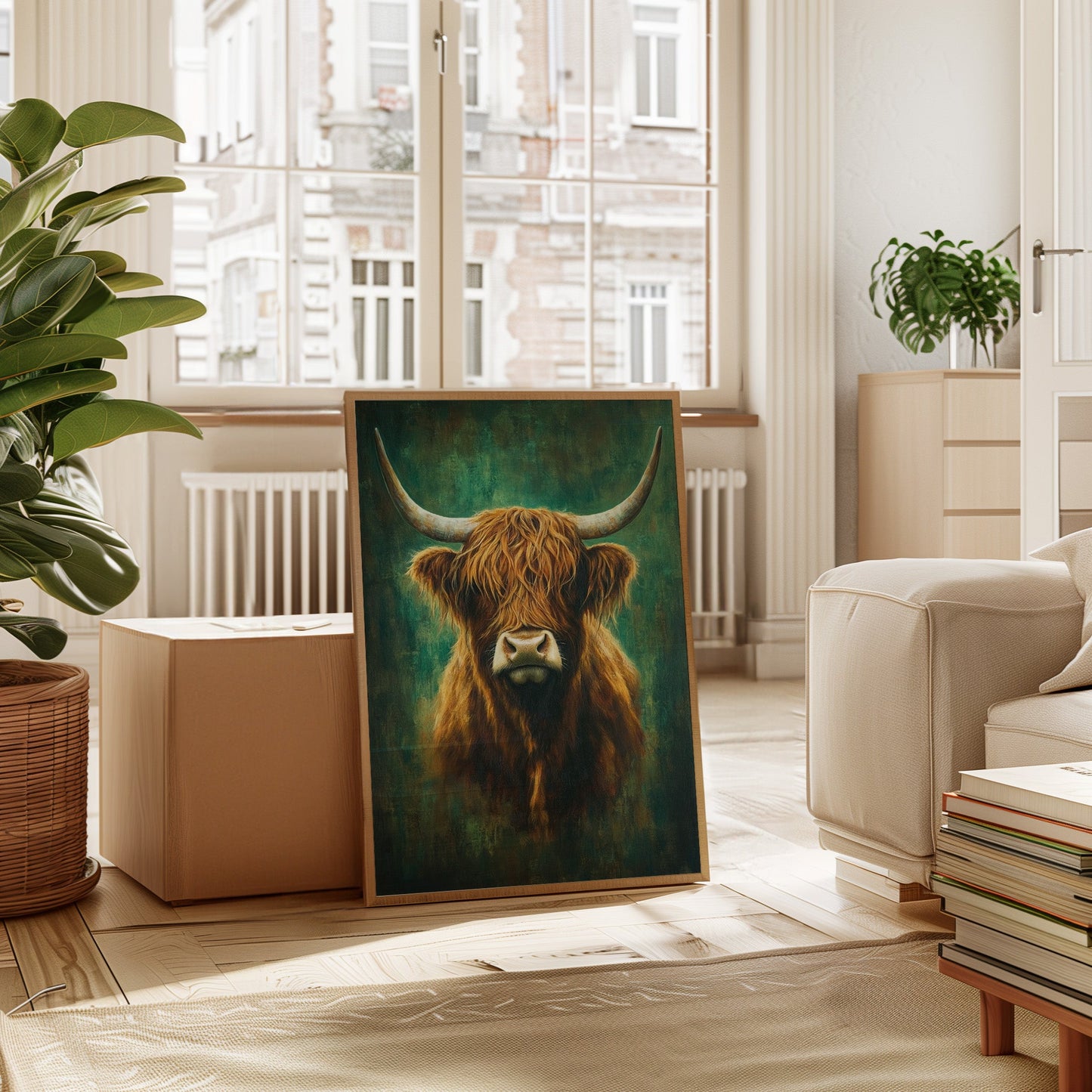 Highland Majesty in Emerald Light Western Farm Cow Ranch Wall Decor