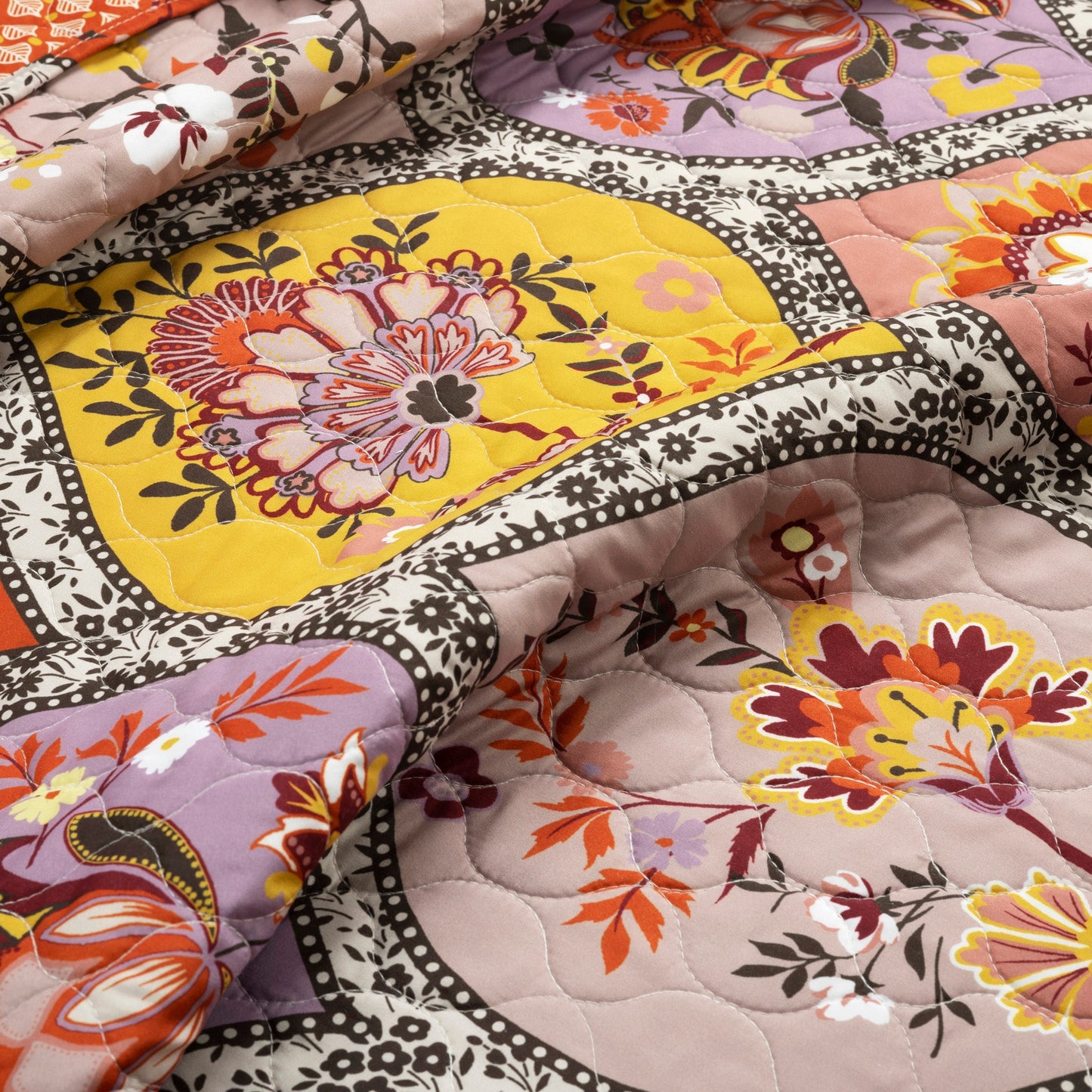 Bohemian Flower Cotton Quilt 3 Piece Set