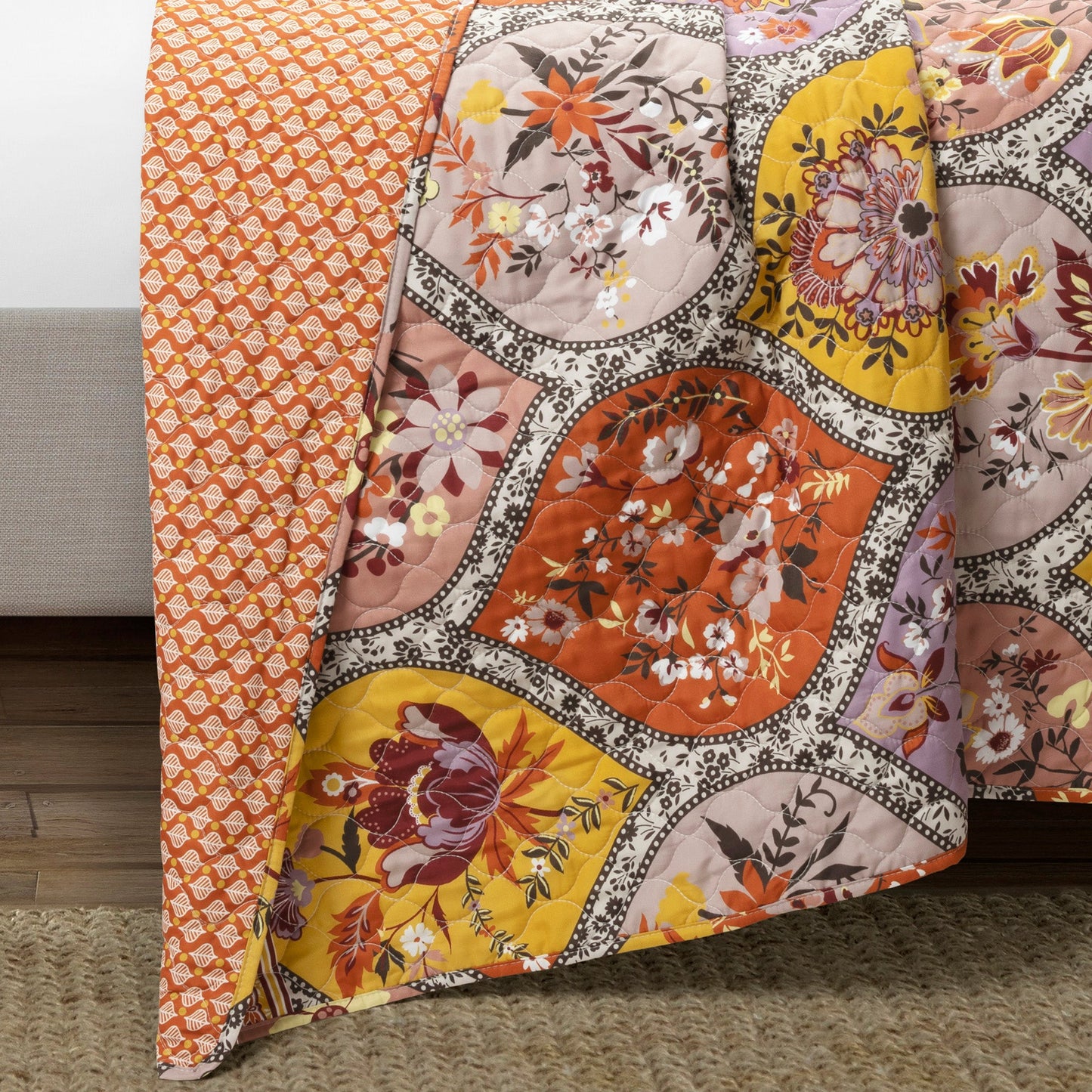 Bohemian Flower Cotton Quilt 3 Piece Set