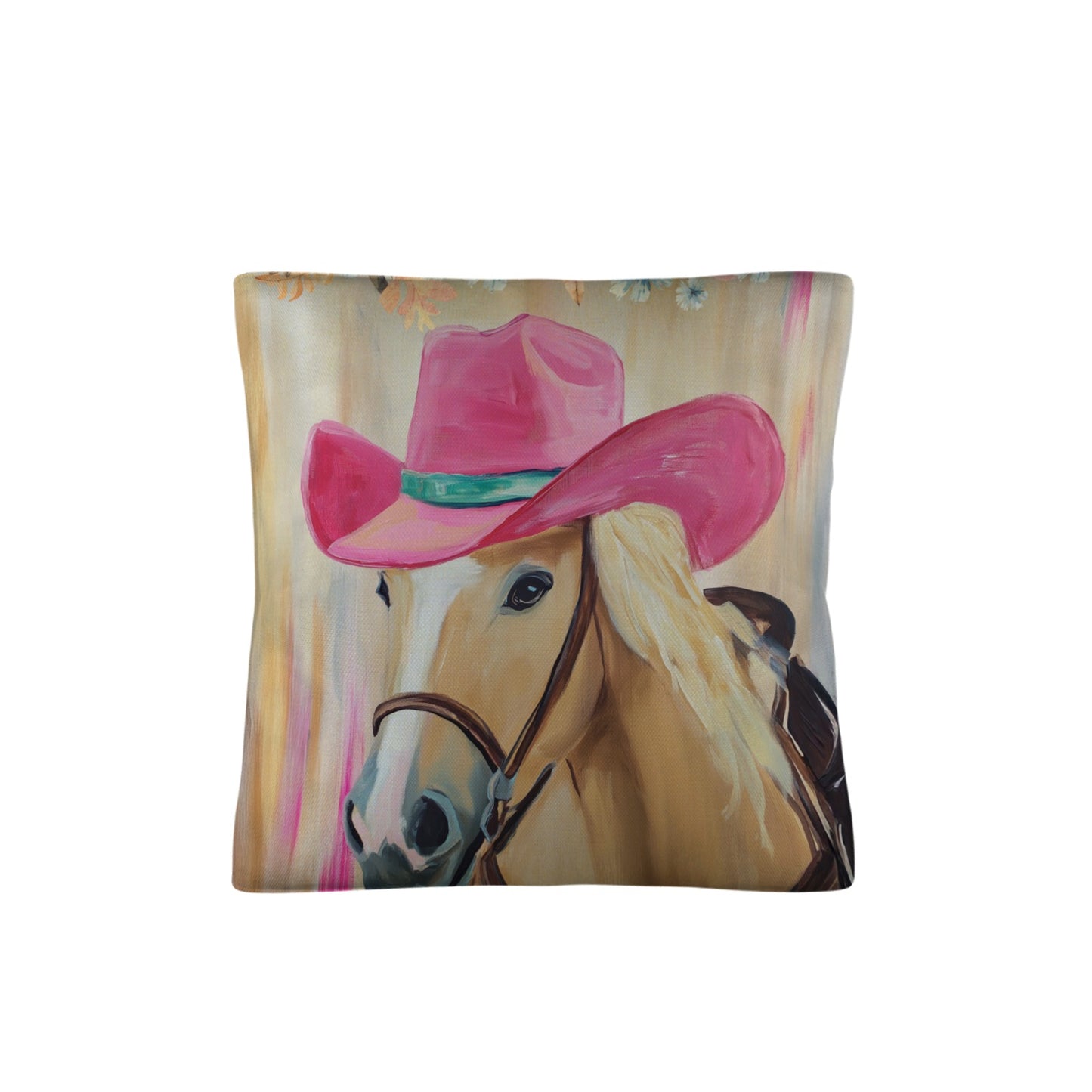 Pink Cowgirl Horse Pillow Case