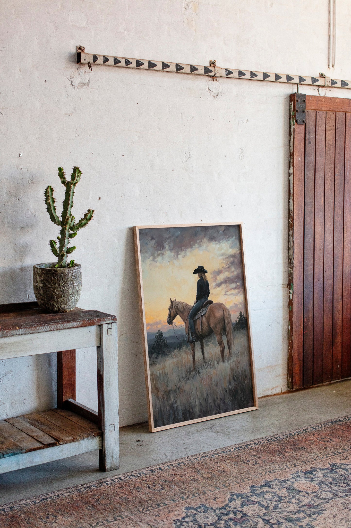 Evening Watch – Cowgirl and Horse at Sunset