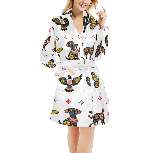 Colores De Mexico Talavera Floral Animals Robe