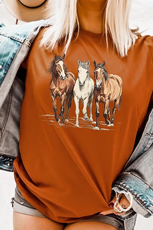 Three Horses Western Graphic Tee