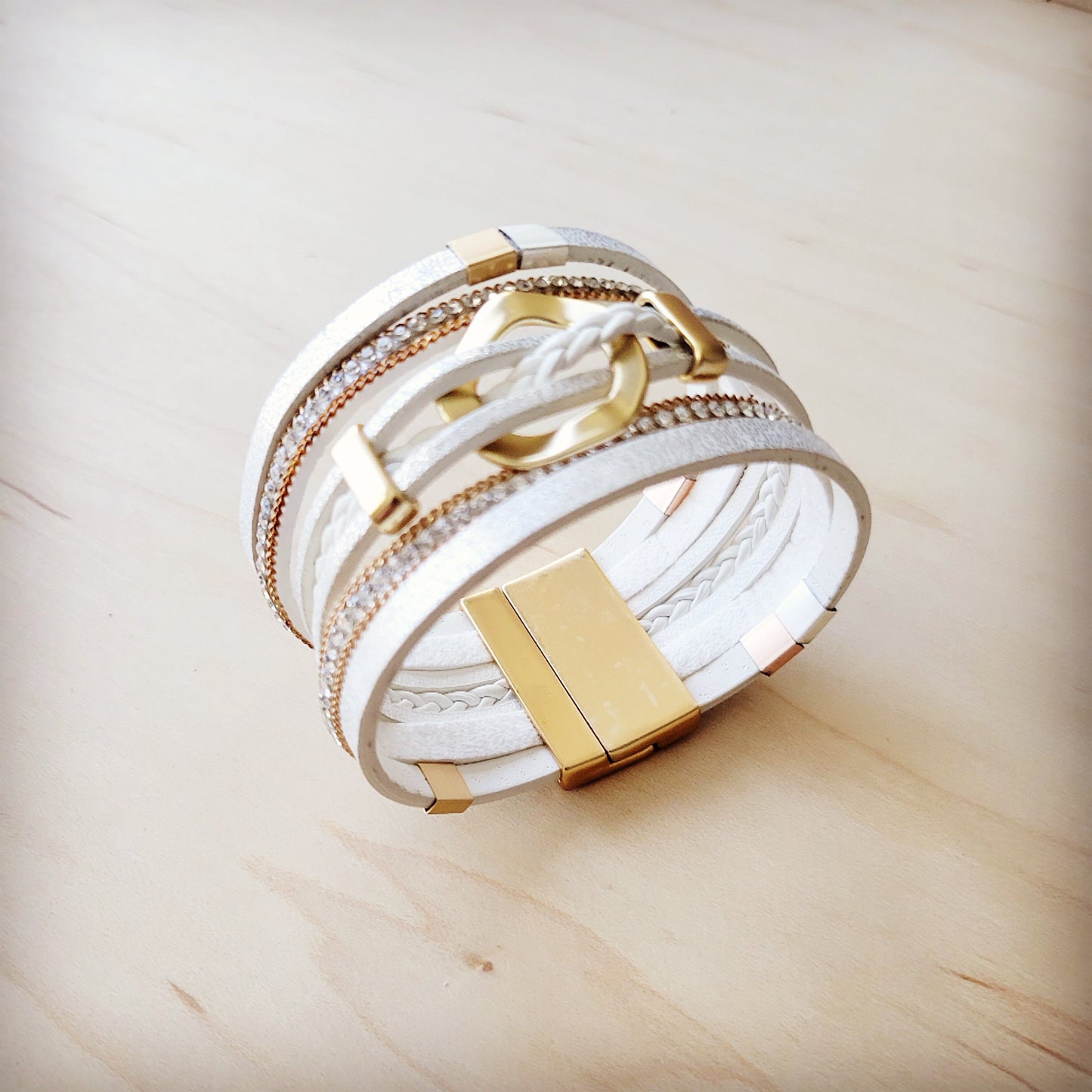 The Jewelry Junkie **White & Gold Magnetic Cuff 811L