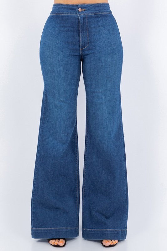 Harley Wide Leg Jean in Medium Wash 34" INSEAM