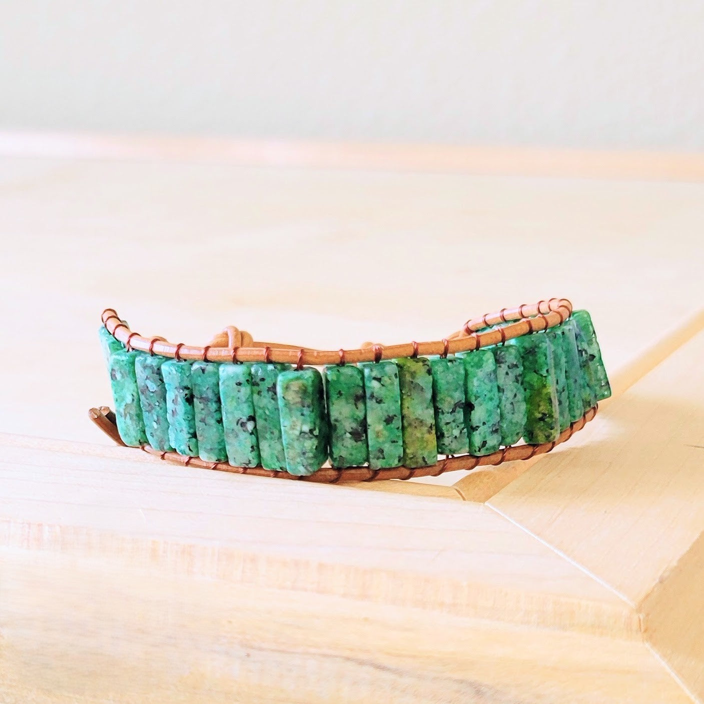 The Jewelry Junkie **Woven African Turquoise Beaded Bracelet 810b