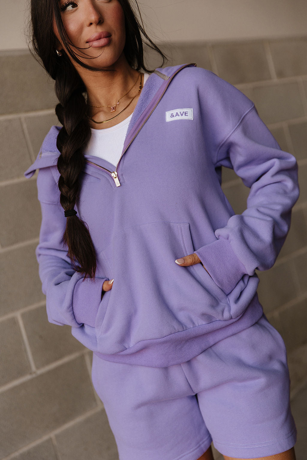 Ampersand Avenue Comfort Zone HalfZip - Lavender