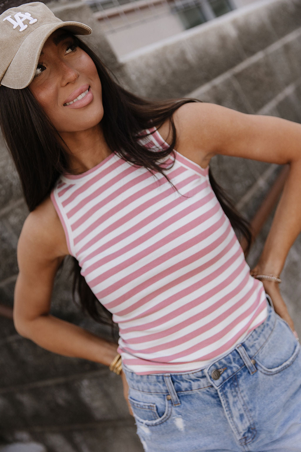 Ampersand Avenue Stripe Tank - Blush