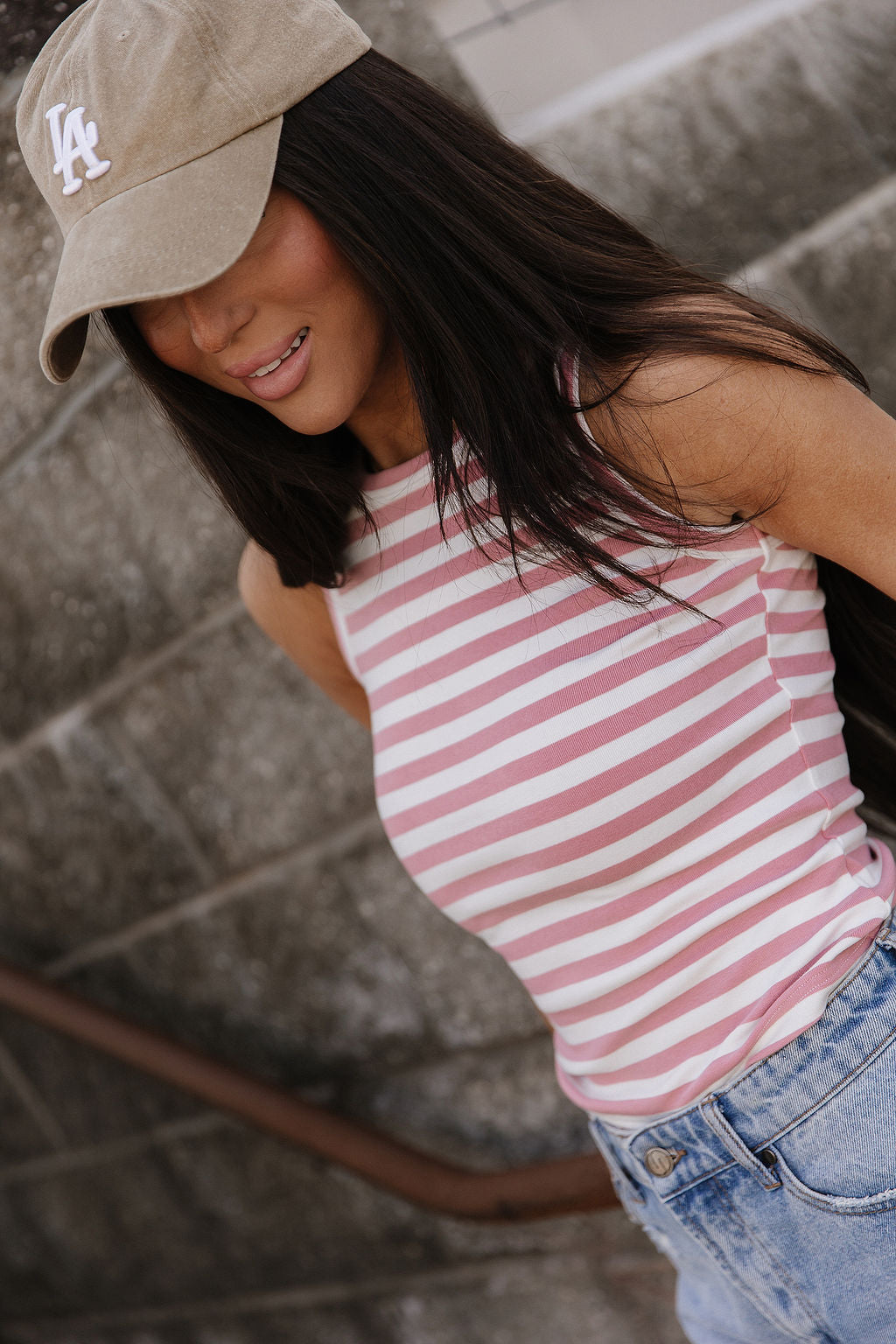 Ampersand Avenue Stripe Tank - Blush