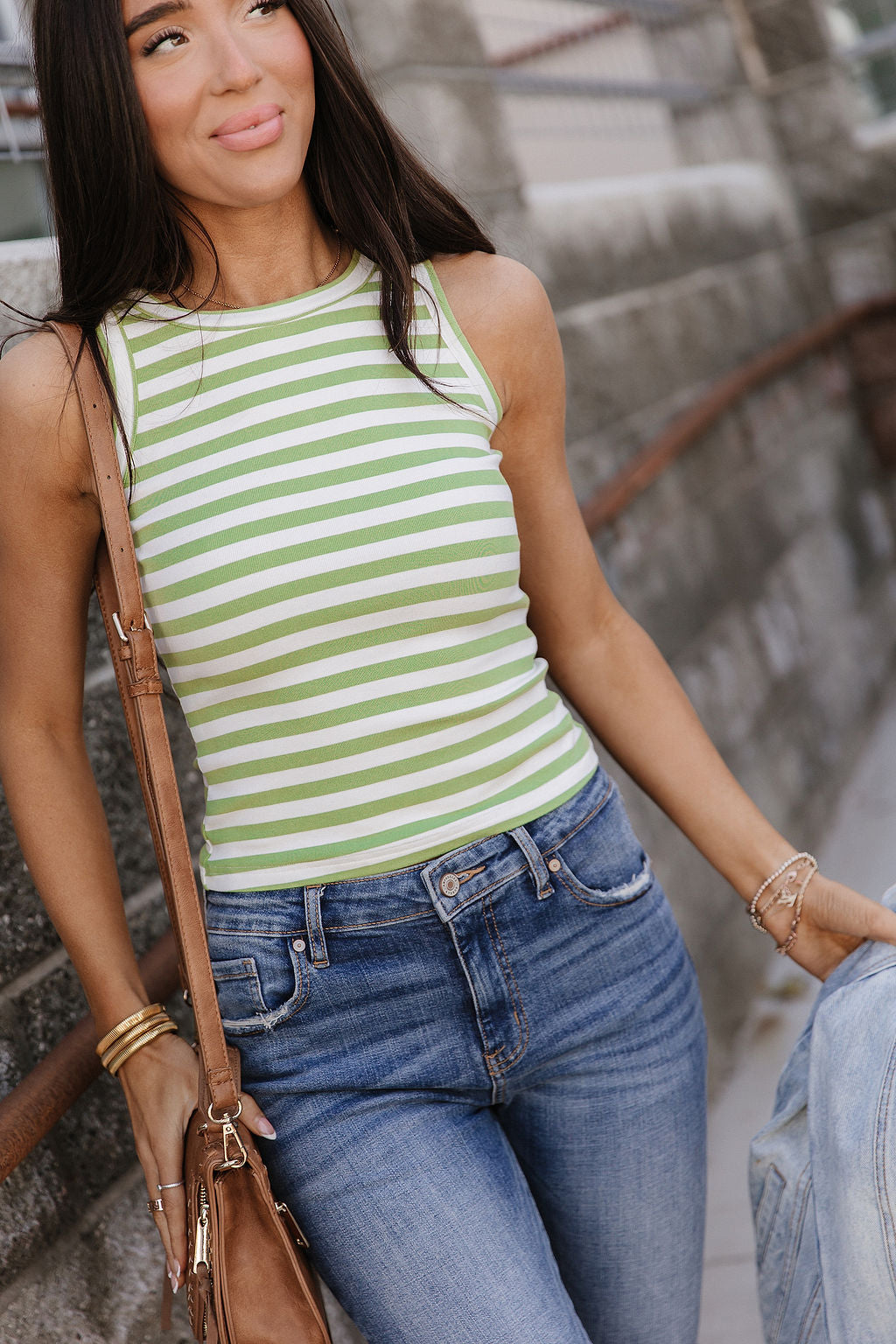 Ampersand Avenue Stripe Tank - Lime