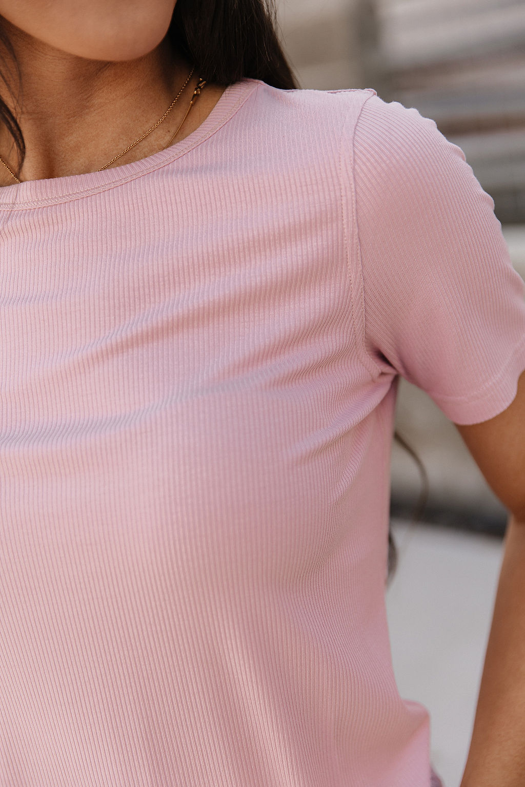 Ampersand Avenue Ribbed Lulu Tee - Blush