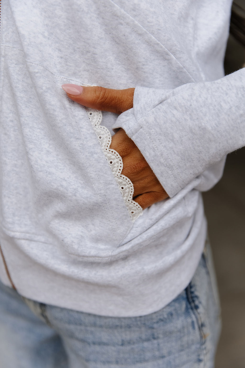 Ampersand Avenue FullZip Sweatshirt - Morning Mist