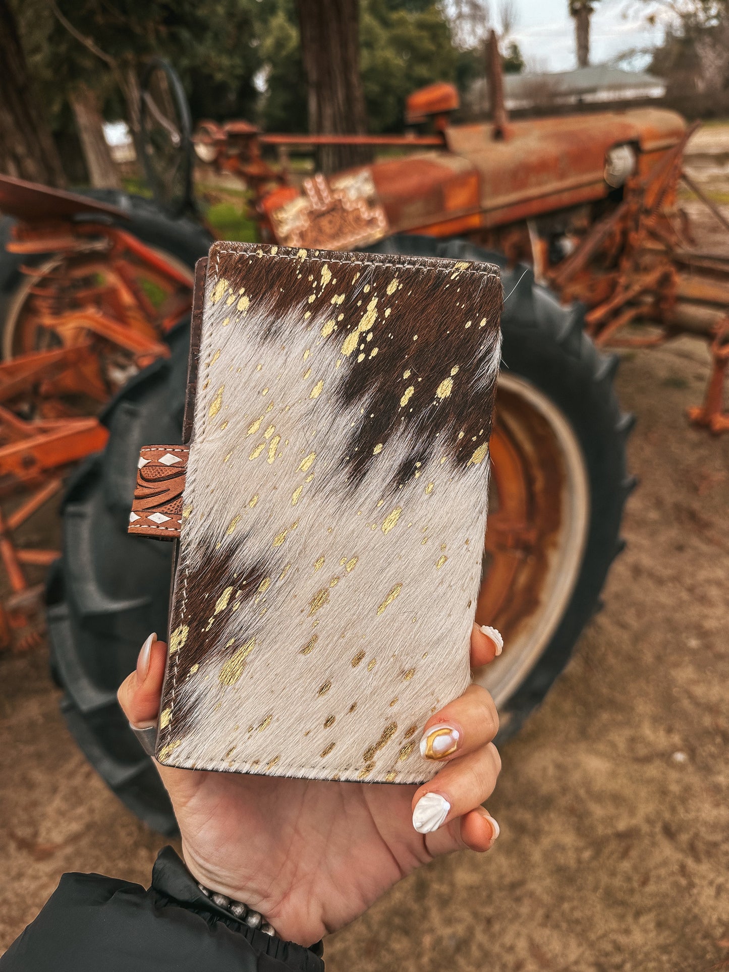 The Lancaster Wallet (Gold Foil Splattered Cowhide ) a Haute Southern Hyde by Beth Marie Exclusive