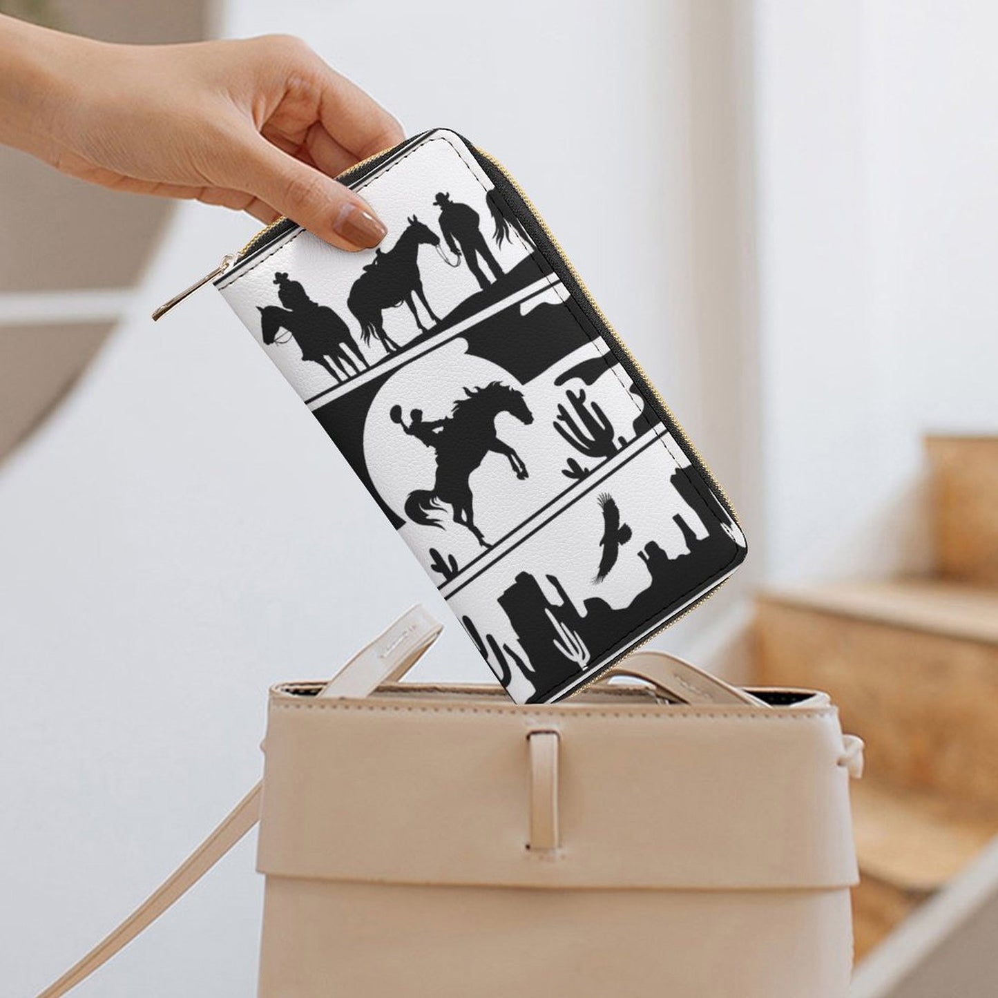 Black White Cowboy Scene Wallet