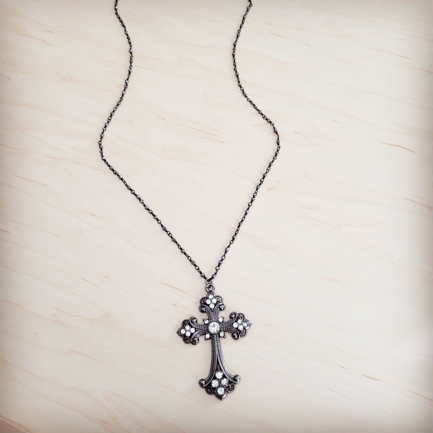 The Jewelry Junkie **Victorian Gilded Filigree Cross Necklace 257ly