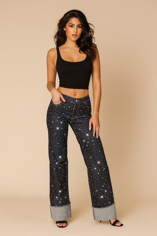 GJG Gary Low Rise Rhinestone Jean - Rinse Wash