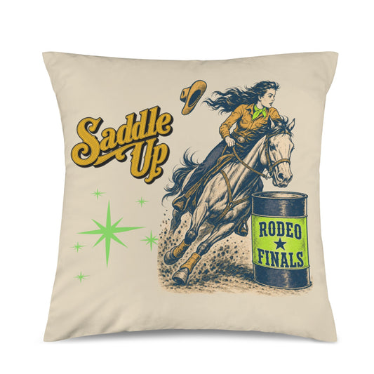Baha Ranch Velvety Soft The Last Roundup Barrel Racer Throw Pillow Cover Made in America Custom Pillow Case 18x18inch | Ships from USA