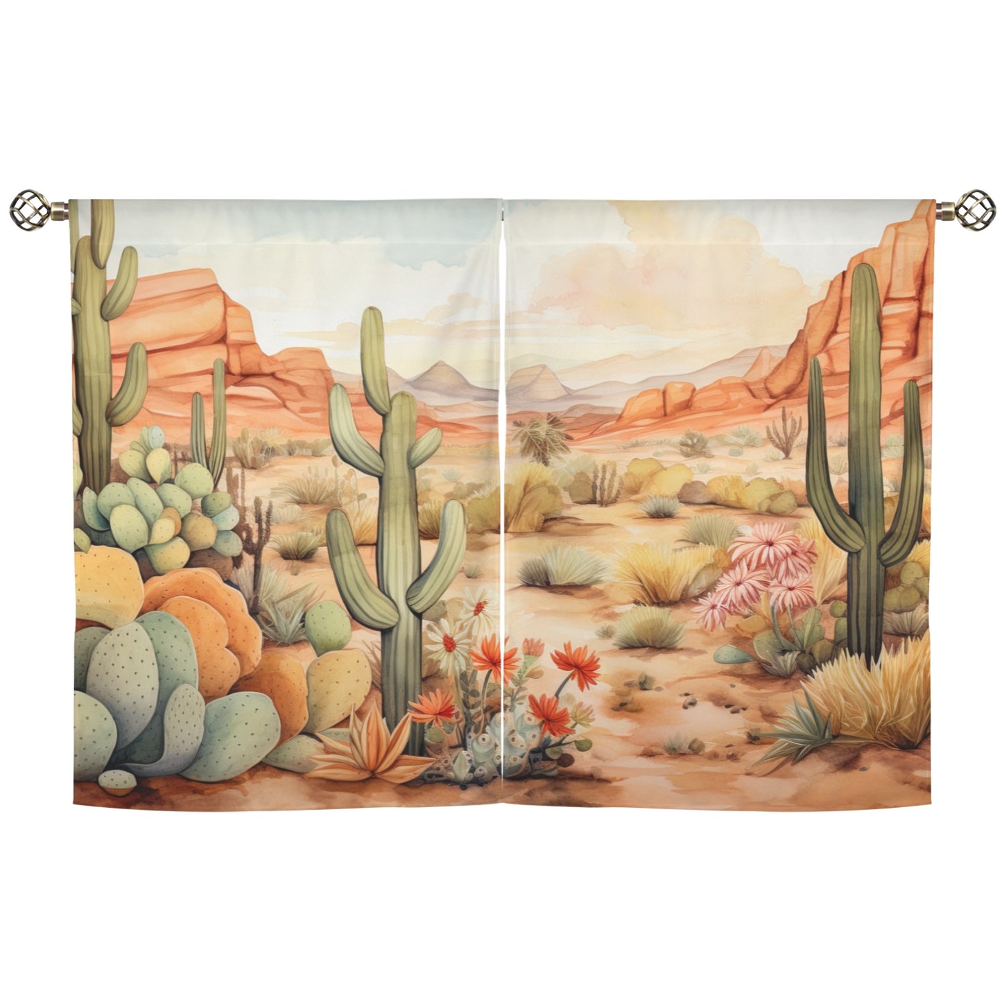 Watercolor Desert Curtains 28"x40" (2-Piece) Made in America