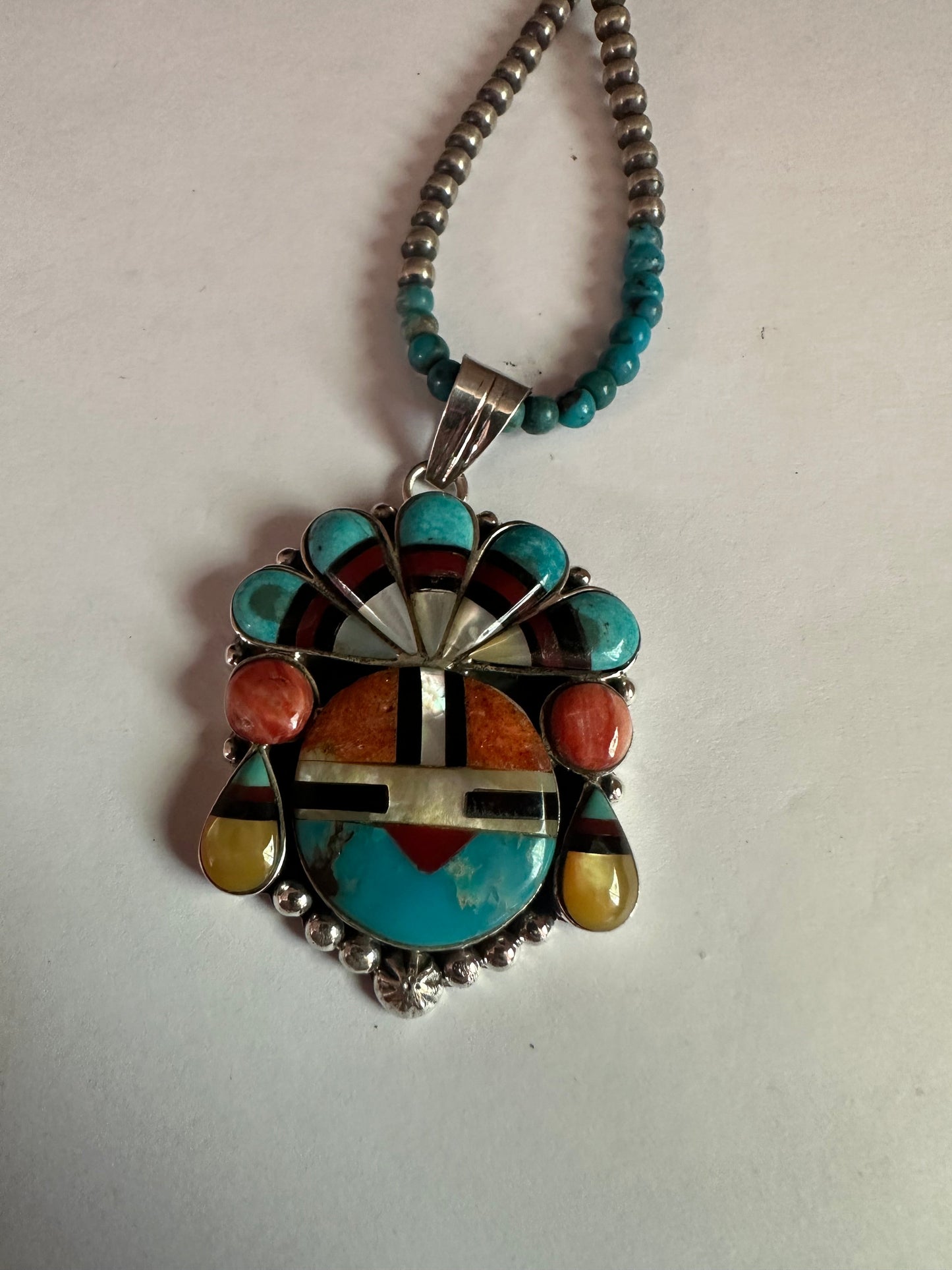 Gorgeous Handmade Sterling Silver Multi Stone Sunface Pendant