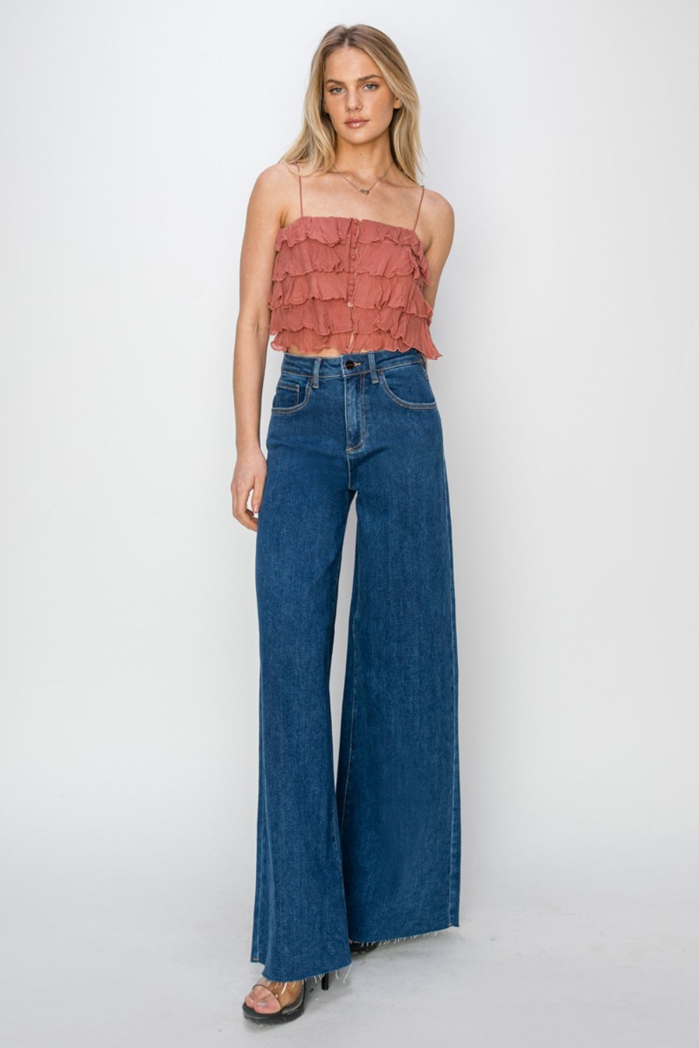 RISEN High Rise Wide Leg Jeans 31" inseam