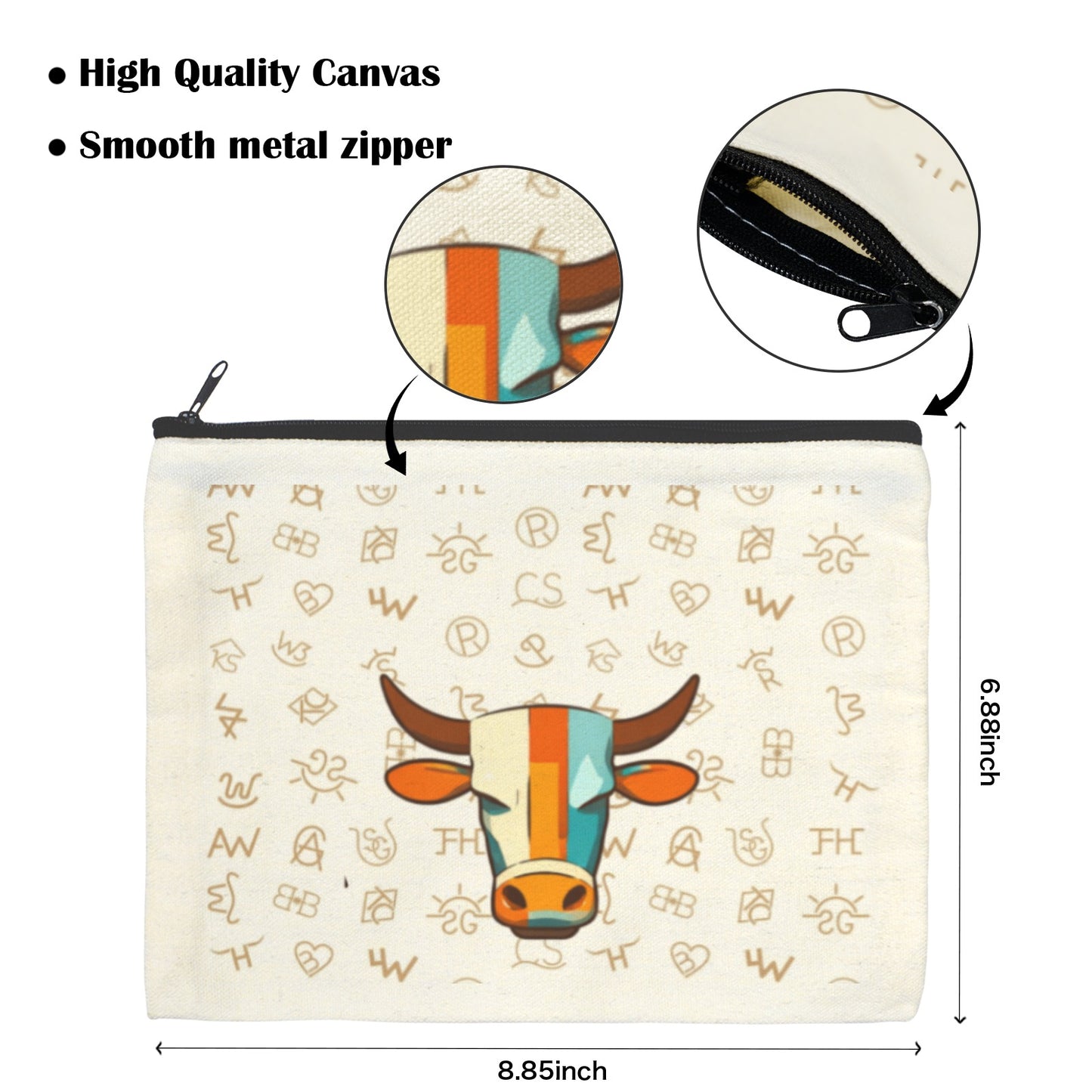 Baha Ranch Brands with Steer pack of 5 bags Cosmetic Bag Made in America