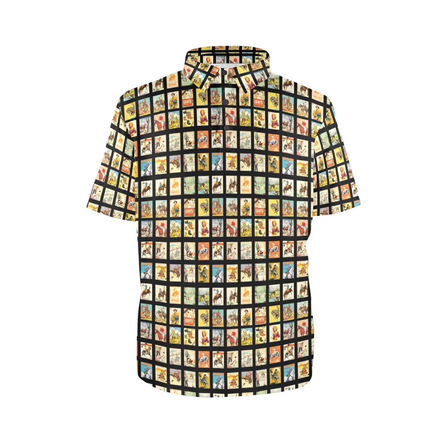 Cowboy Collage Men's Western Polo Style Shirt