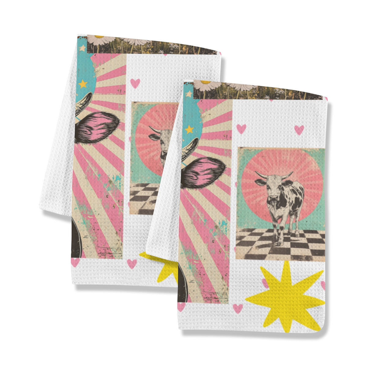 Baha Ranch Cows Set of 2 Dish Towels (same) Kitchen Towel