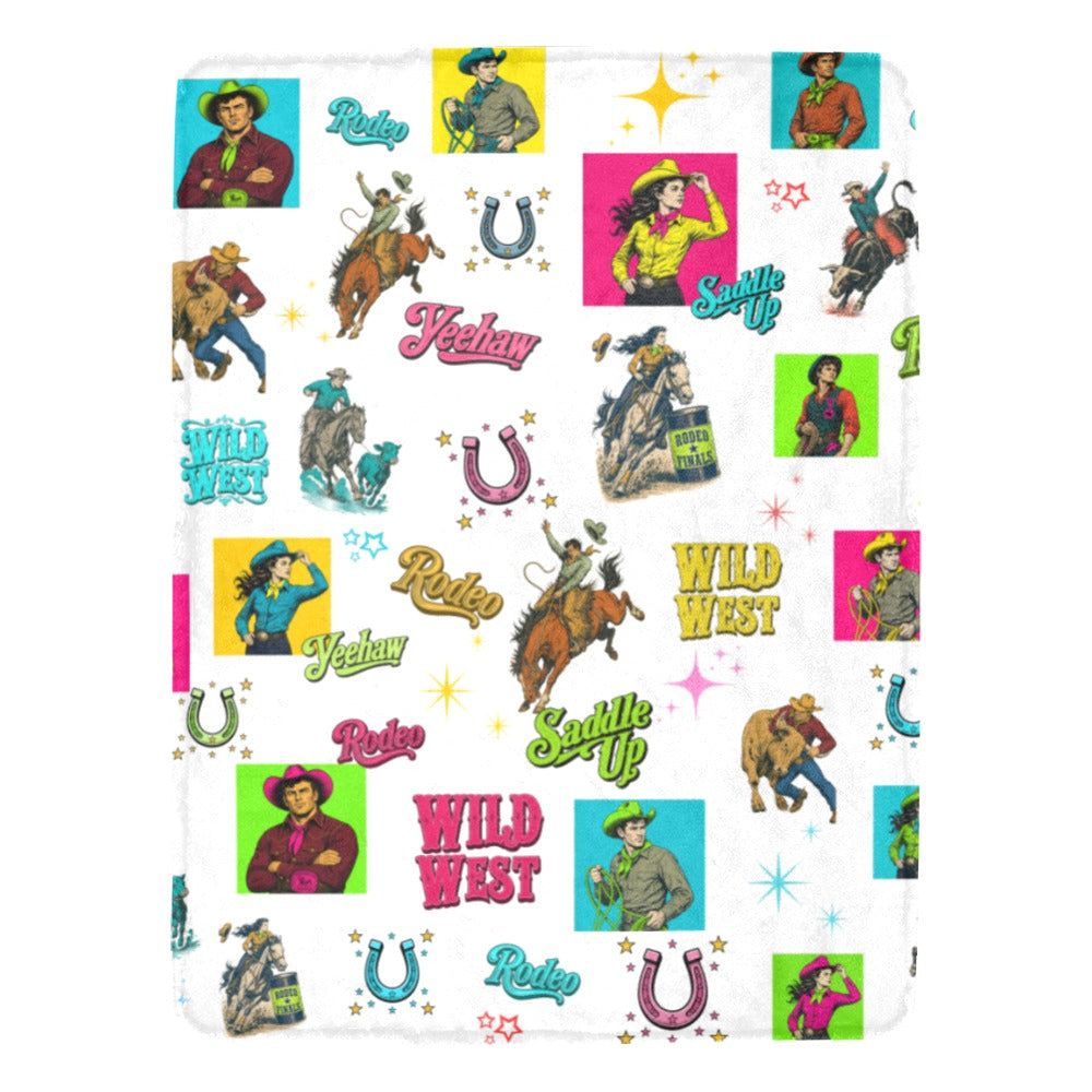 Baha Ranch The Last Roundup Minky Throw Blanket 60" x 80" Made in America