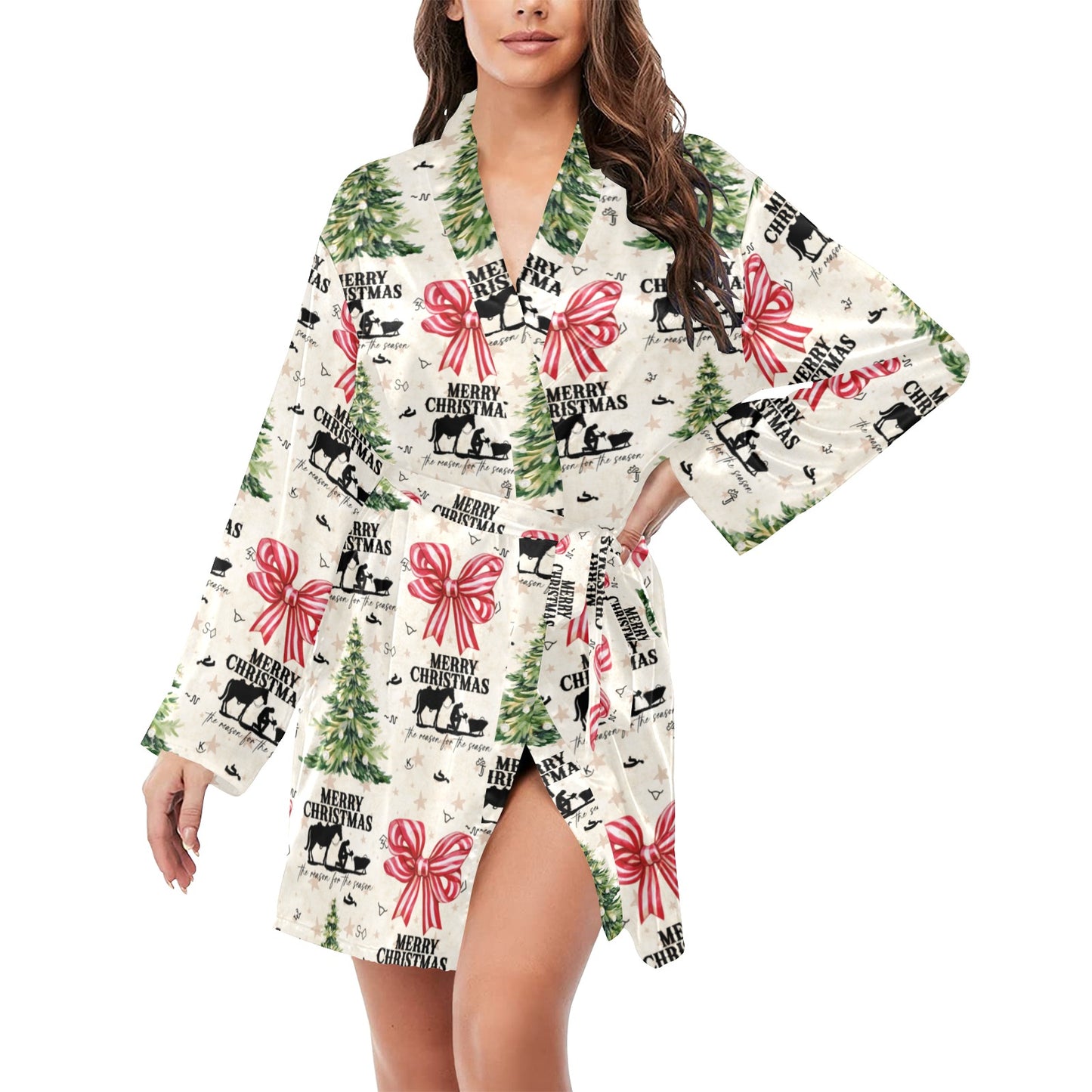 Praying Cowboy Christmas Western Cowgirl Satin Robe