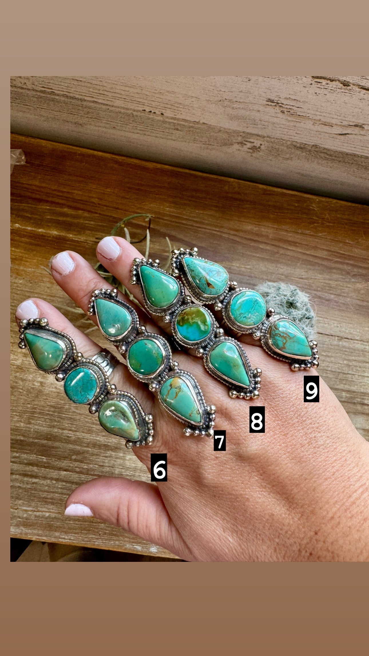 Long adjustable Genuine Turquoise rings