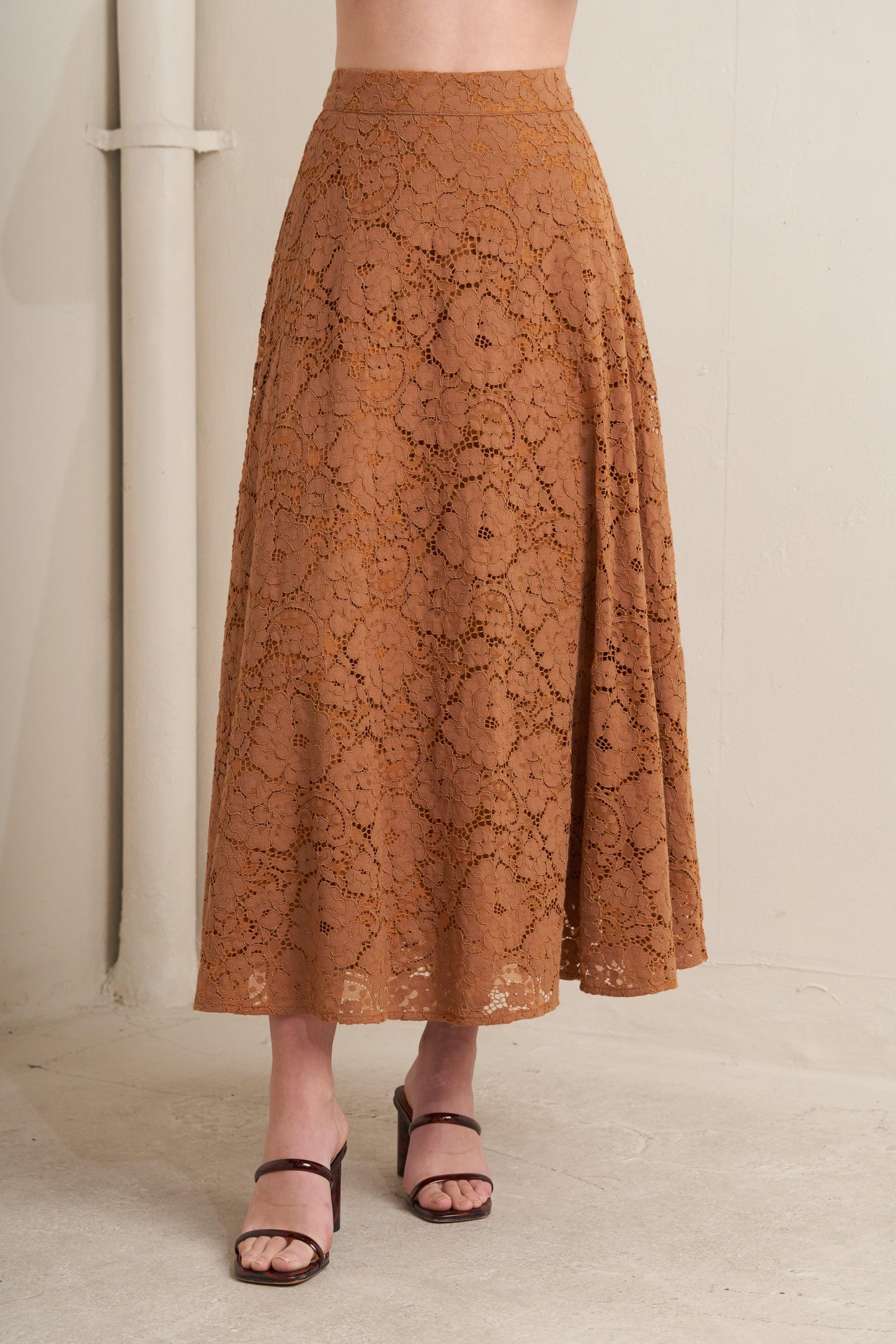 Flying Tomato Purely Romantic Woven Lace Midi Skirt