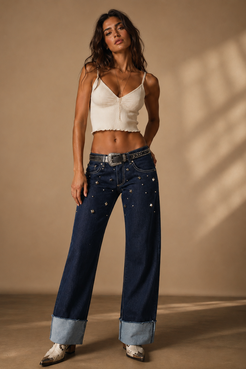 GJG Silver Static Low Rise Jean-Indigo